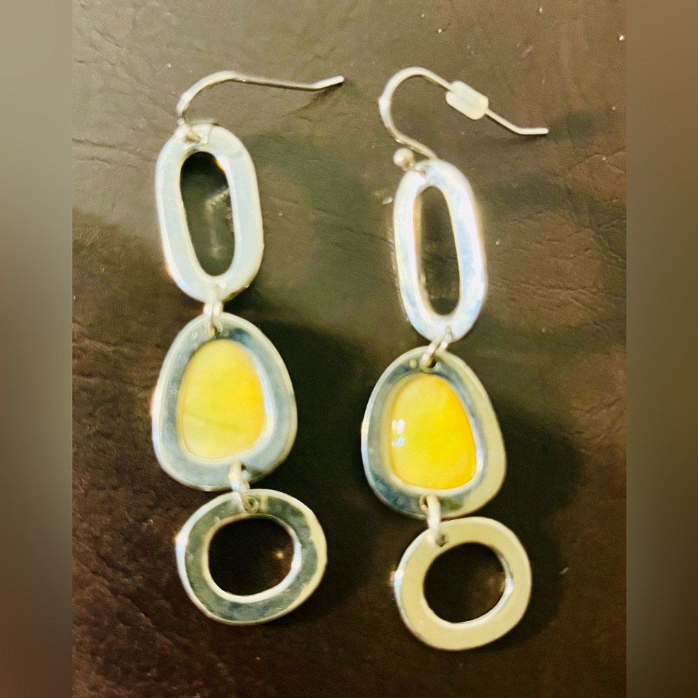 Pair cream and bright chrome‎ drop earrings Lia Sophia